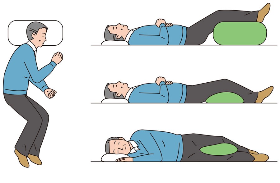 image of man sleeping in best positions for back and sciatica pain relief