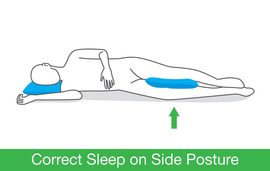 image of side sleeping position for lower back and sciatica nerve pain