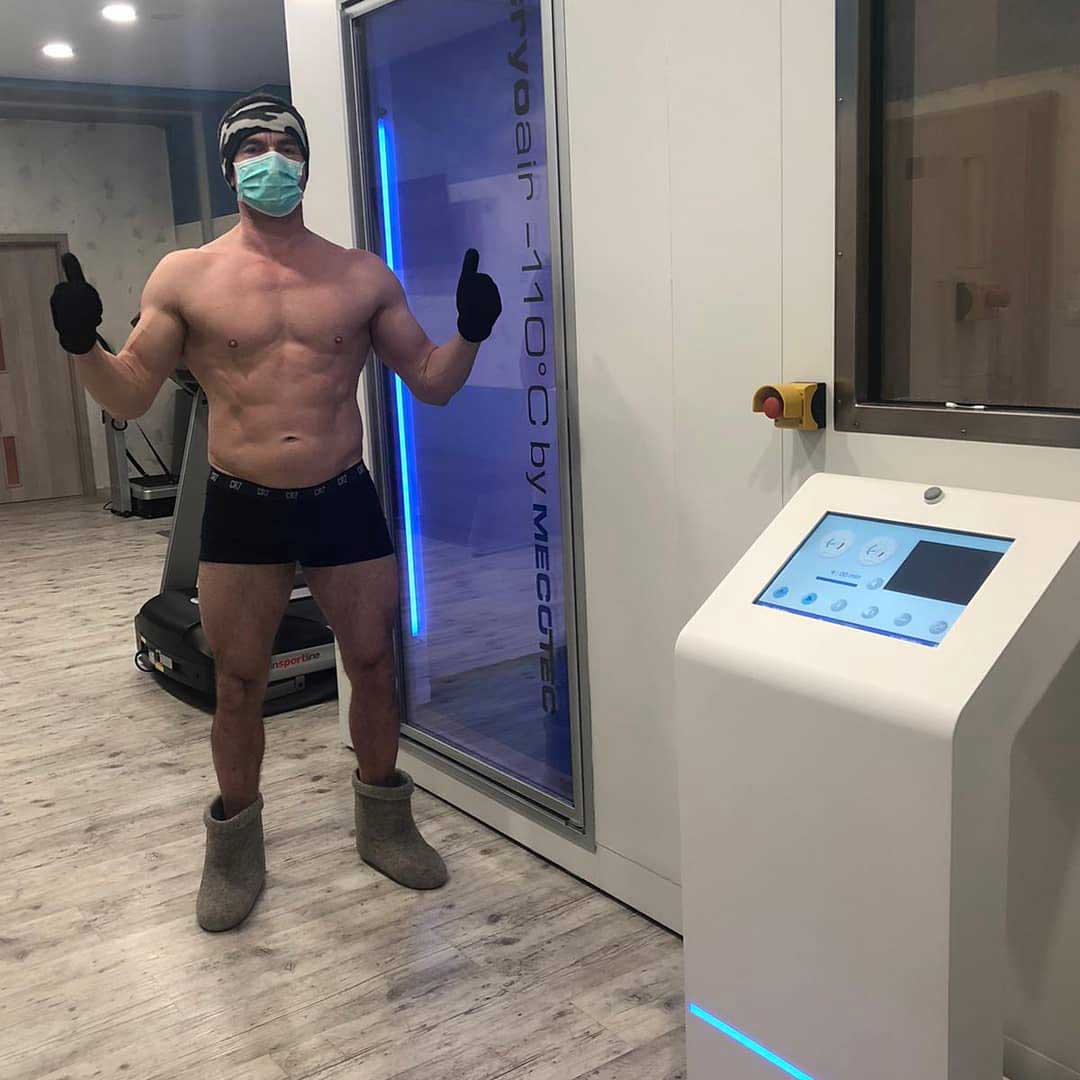 man about to go into cryotherapy whole body chamber